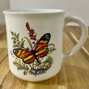 Vintage Viking Stoneware Monarch Butterfly Retro Decor Orange 1970’s Coffee Tea